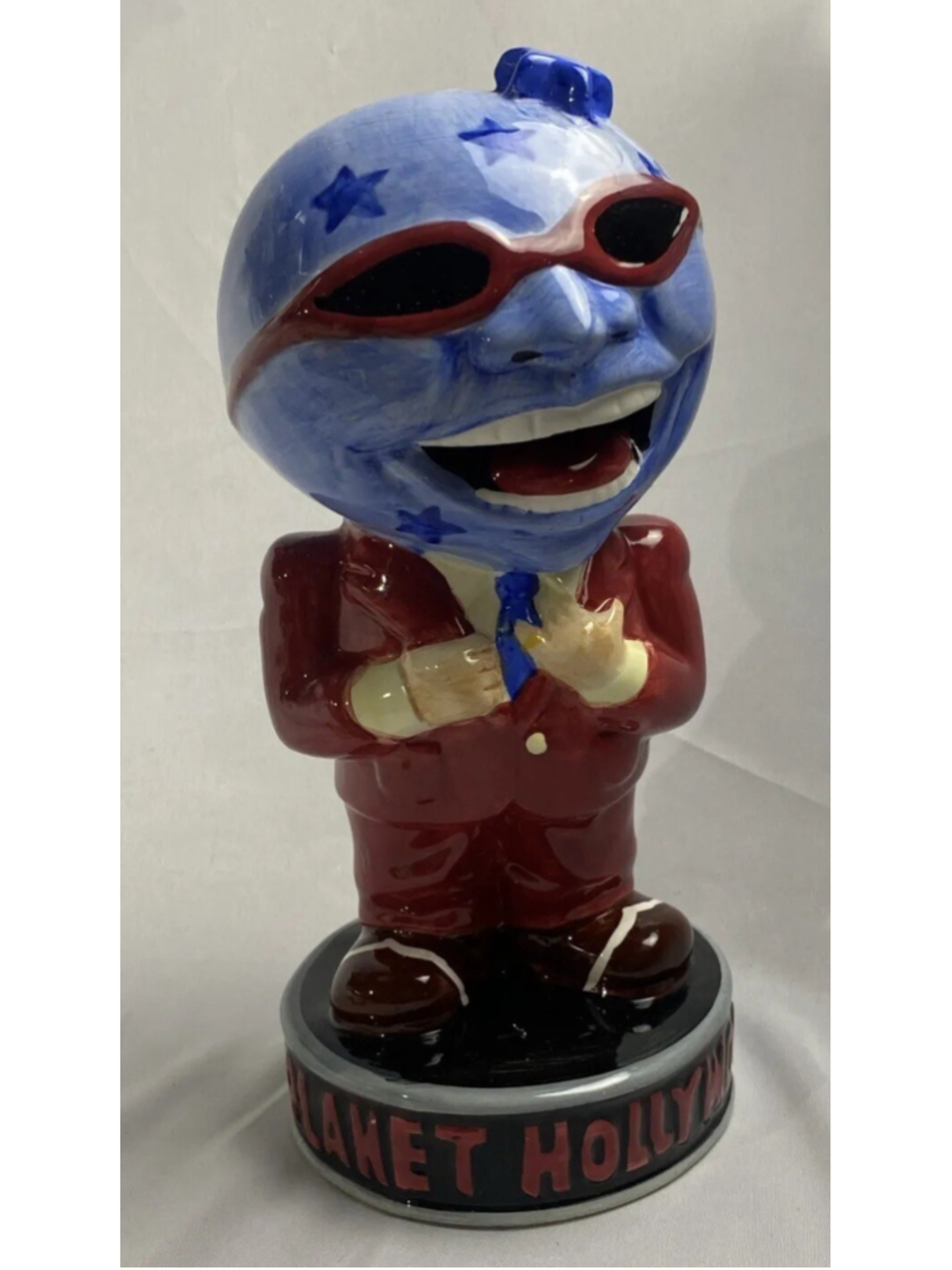 Vintage Planet Hollywood Ceramic Mug Tumbler Vase Planter Souvenir Figure
